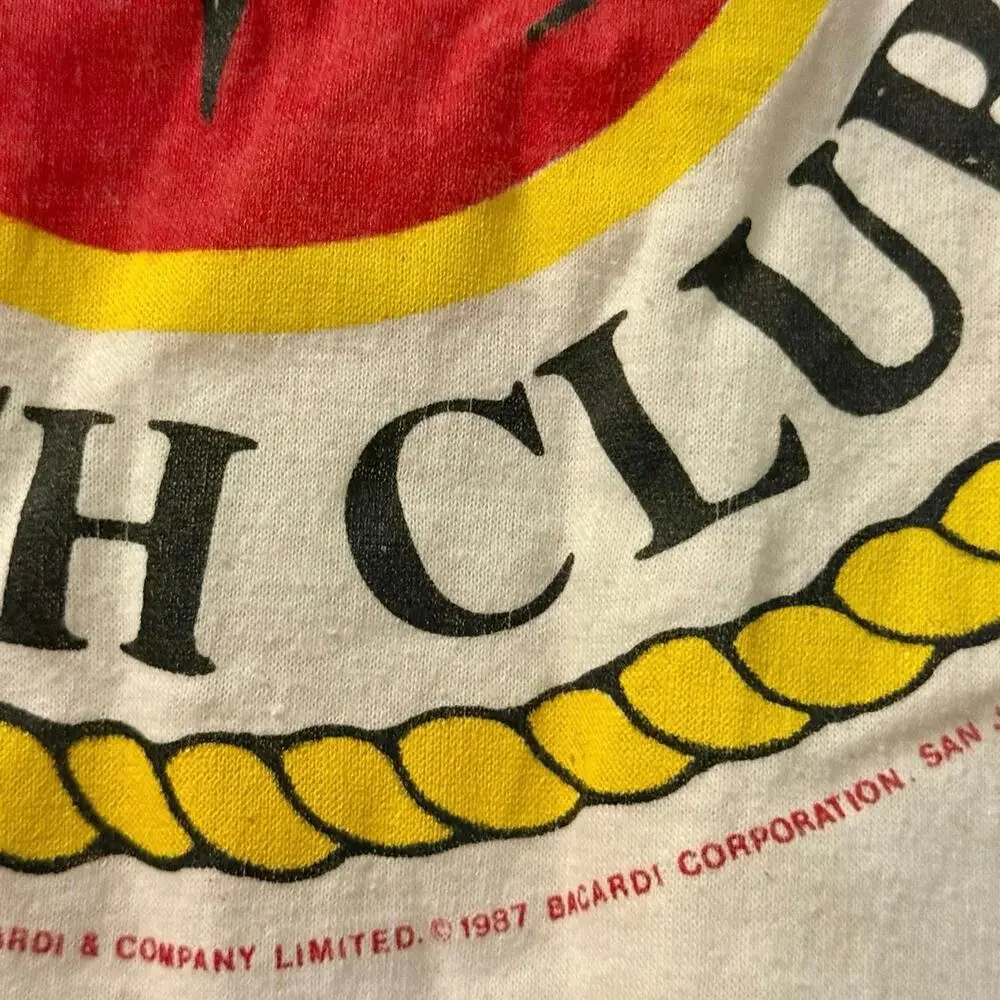 Vintage 80s Bacardi Rum Beach Club 1987 Liquor Promo Single Stitch Shirt Adult L - Picture 3 of 4